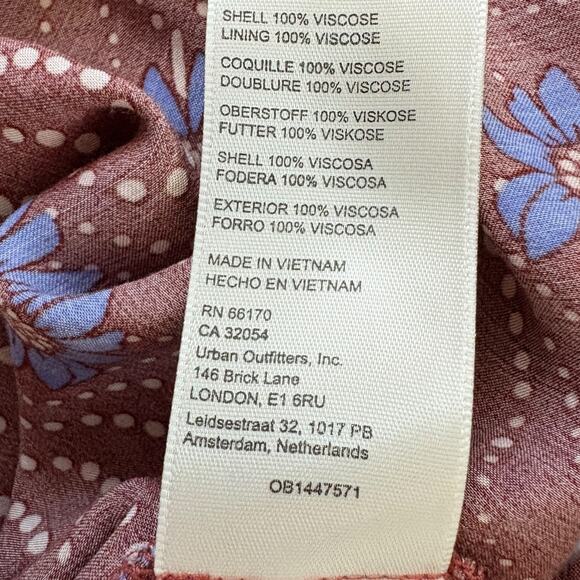 Anthropologie Ruffle Wrap Midi Dress Deep V Floral Boho Cottagecore Flowy Satin - Picture 8 of 9